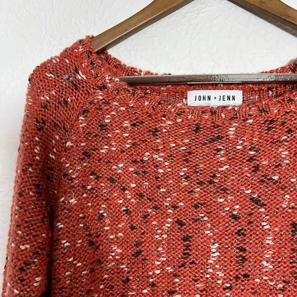 Anthropologie John + Jenn Women's XS Apple Blossom Red Marled Cropped Sweater - Picture 3 of 11